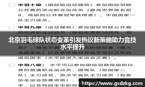北京羽毛球队状态变革引发热议新策略助力竞技水平提升