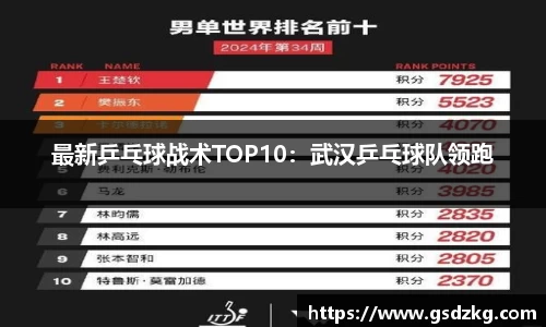最新乒乓球战术TOP10：武汉乒乓球队领跑